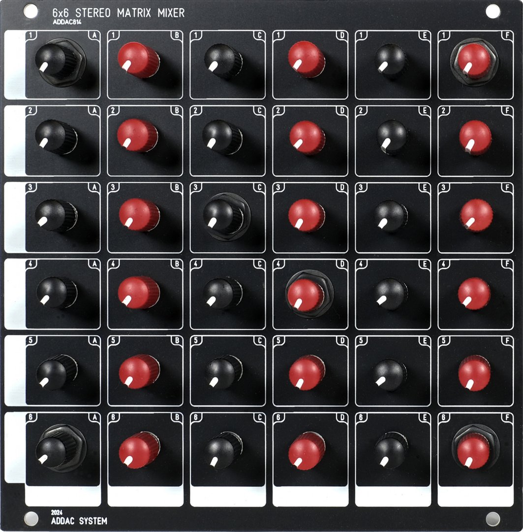 Panel image for ADDAC814 6x6 Stereo Matrix Mixer - Expansion