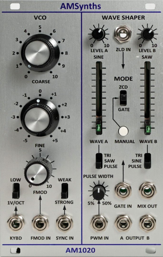 Panel image for AM1020 VCO & Wave Shaper