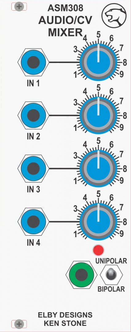 Panel image for ASM308 - Audio/CV Mixer